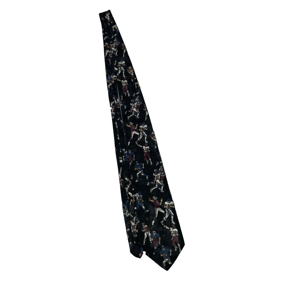 Vintage Lo-Bills Football Players Necktie Black Wide Tie Made in USA 56